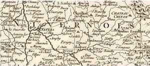La Machine, quelle machine ? Questions autour d’un toponyme. Détail de Roch-Joseph Julien, Carte de France divisée en XXXI gouvernements militaires et en ses provinces, sd25.